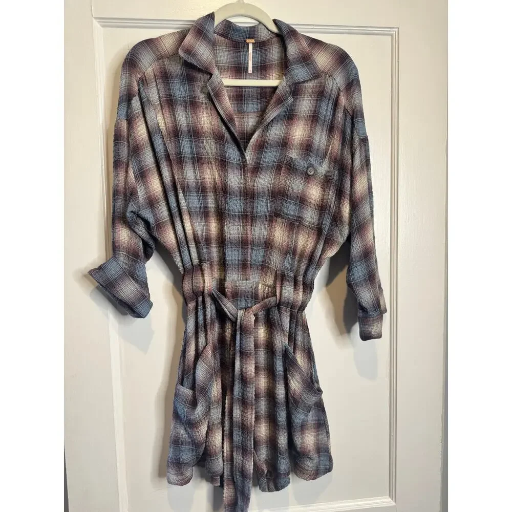 Free People / Before I Let Go Plaid One Piece‎ / oversized sz XS